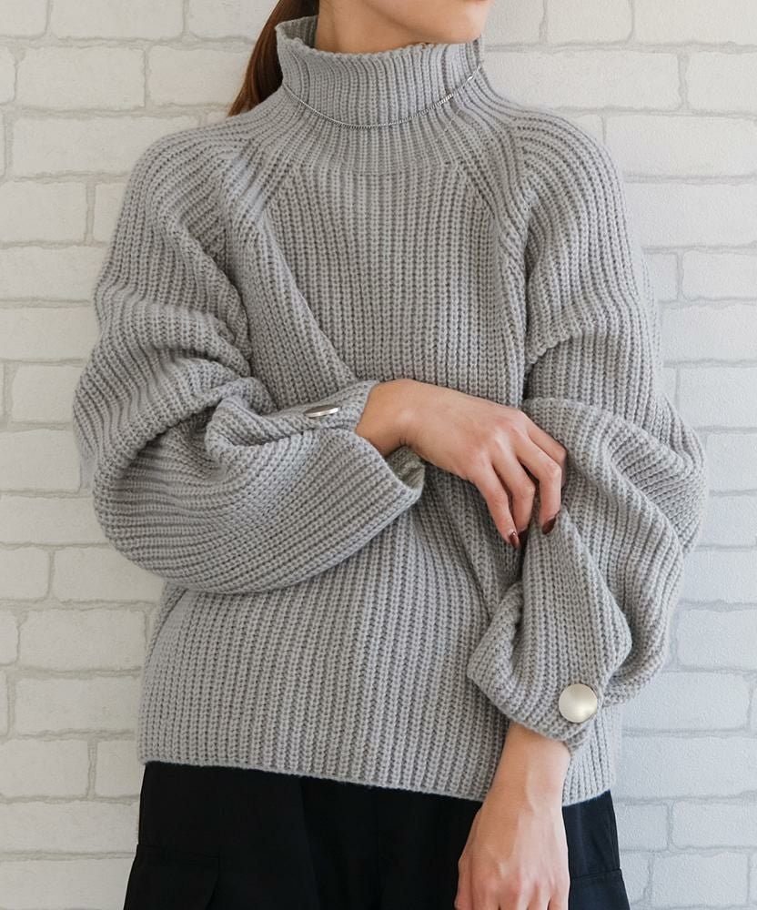 【アクアガレージ/aquagarage】の袖ボタンハイネックニットトップス 人気、トレンドファッション・服の通販 founy(ファニー) 　ファッション　Fashion　レディースファッション　Fashion for Women　トップス・カットソー　Cut & Sew Tops　ニット　Knit Tops & Sweaters　セーター　Sweater, Knitwear　プチプライス・低価格　Affordable / Budget Price　 other-1|ID: prp329100004333401 ipo3291000000036074034