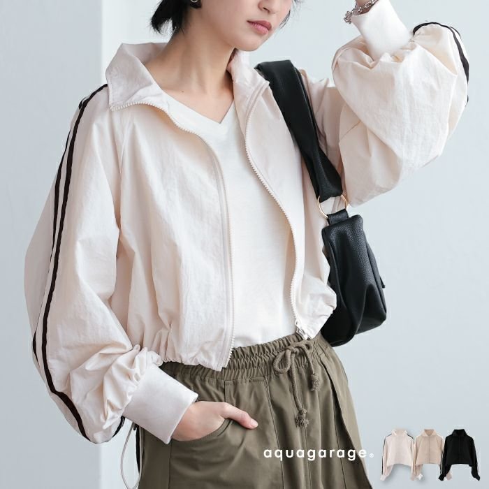 【アクアガレージ/aquagarage】のナイロンサイドラインショートブルゾン春 秋 人気、トレンドファッション・服の通販 founy(ファニー) 　ファッション　Fashion　レディースファッション　Fashion for Women　アウター　Coat / Outerwear Collection　ブルゾンジャケット・スポーティアウター　Blouson Jackets　コンパクト　Compact, Small Size　ショート　Short, Short Length　プチプライス・低価格　Affordable / Budget Price　春　Spring　秋　Autumn　 other-1|ID: prp329100004361685 ipo3291000000036073439