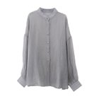 【アクアガレージ/aquagarage】のUVカットバンドカラーシアーシャツ グレー|ID: prp329100004394311 ipo3291000000031055572