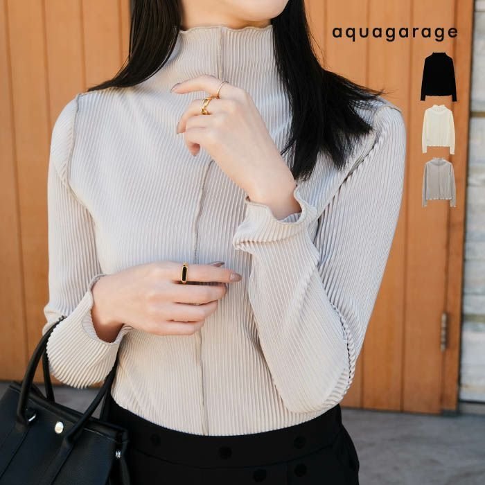 【アクアガレージ/aquagarage】の2wayメロープリーツハイネックトップス 春 人気、トレンドファッション・服の通販 founy(ファニー) ファッション Fashion レディースファッション Fashion for Women トップス・カットソー Cut & Sew Tops シャツ・ブラウス・オフィスカジュアル Elegant Blouses & Button-Ups ロングTシャツ・Tシャツ Longline T-Shirts & Tees カットソー・ベーシックTシャツ Cut-and-Sewn Tops / Stretch Tees & Basics 送料無料 Free Shipping カットソー Cut and Sewn Top シンプル Simple, Minimal プチプライス・低価格 Affordable / Budget Price プリーツ Pleats, Pleated エレガント 上品 Elegant 冬 Winter / This Winter 春 Spring 秋 Autumn other-1|ID: prp329100004394318 ipo3291000000034093790
