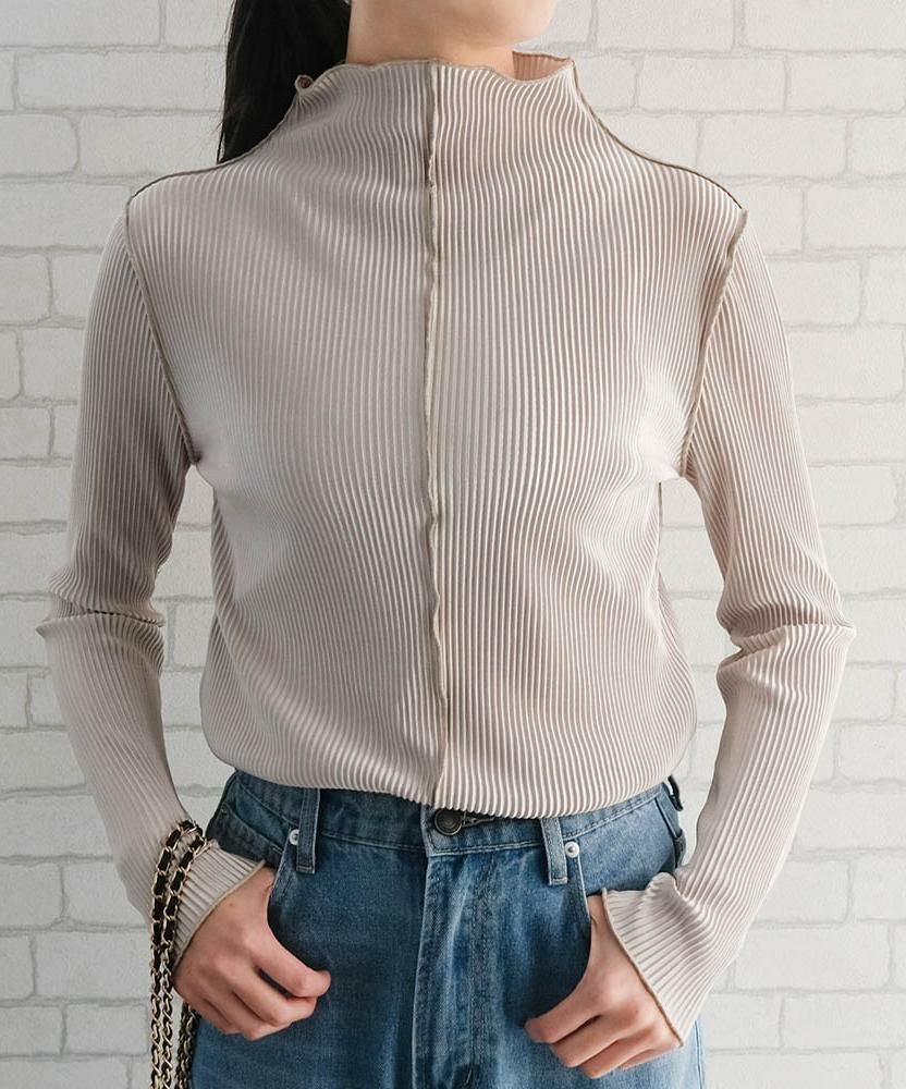 【アクアガレージ/aquagarage】の2wayメロープリーツハイネックトップス 春 人気、トレンドファッション・服の通販 founy(ファニー) 　ファッション　Fashion　レディースファッション　Fashion for Women　トップス・カットソー　Cut & Sew Tops　シャツ・ブラウス・オフィスカジュアル　Elegant Blouses & Button-Ups　ロングTシャツ・Tシャツ　Longline T-Shirts & Tees　カットソー・ベーシックTシャツ　Cut-and-Sewn Tops / Stretch Tees & Basics　送料無料　Free Shipping　カットソー　Cut and Sewn Top　シンプル　Simple, Minimal　プチプライス・低価格　Affordable / Budget Price　プリーツ　Pleats, Pleated　エレガント 上品　Elegant　冬　Winter / This Winter　春　Spring　秋　Autumn　 other-1|ID: prp329100004394318 ipo3291000000036073774