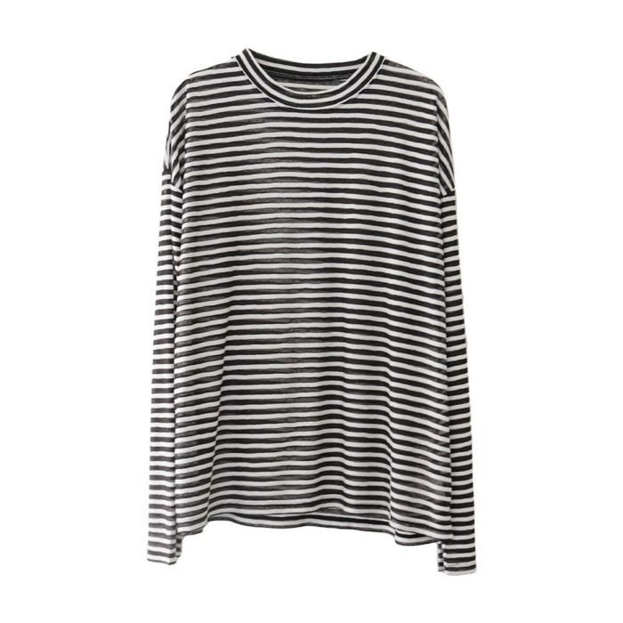 【アクアガレージ/aquagarage】のシアーボーダーカットソー インテリア・キッズ・メンズ・レディースファッション・服の通販 founy(ファニー) 　ファッション　Fashion　レディースファッション　Fashion for Women　トップス・カットソー　Cut & Sew Tops　シャツ・ブラウス・オフィスカジュアル　Elegant Blouses & Button-Ups　ロングTシャツ・Tシャツ　Longline T-Shirts & Tees　カットソー・ベーシックTシャツ　Cut-and-Sewn Tops / Stretch Tees & Basics　送料無料　Free Shipping　カットソー　Cut and Sewn Top　シンプル　Simple, Minimal　プチプライス・低価格　Affordable / Budget Price　ブラック|ID: prp329100004419283 ipo3291000000030854056