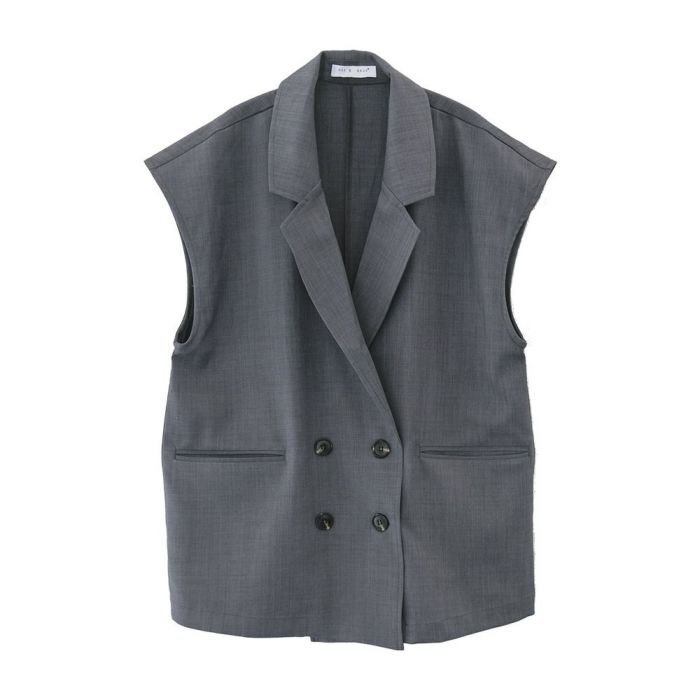【アクアガレージ/aquagarage】のリネンライクダブルブレストベスト インテリア・キッズ・メンズ・レディースファッション・服の通販 founy(ファニー) 　ファッション　Fashion　レディースファッション　WOMEN　アウター　Coat Outerwear　トップス・カットソー　Tops/Tshirt　ベスト/ジレ　Gilets/Vests　送料無料　Free Shipping　セットアップ　Set Up　バランス　Balance　プチプライス・低価格　Affordable　ベスト　Vest　リネン　Linen　夏　Summer　春　Spring　秋　Autumn/Fall　グレー|ID: prp329100004424522 ipo3291000000030895431
