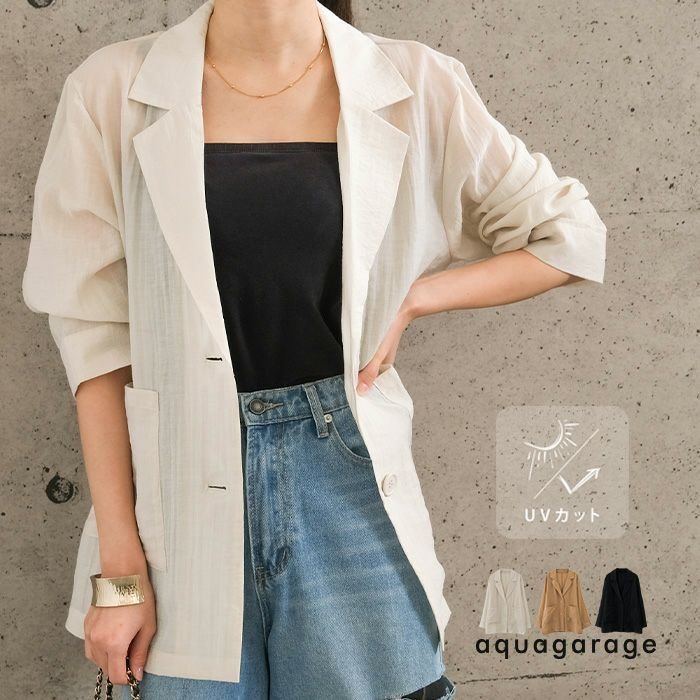【アクアガレージ/aquagarage】のシアーテーラードジャケット 人気、トレンドファッション・服の通販 founy(ファニー) ファッション Fashion レディースファッション Fashion for Women アウター Coat / Outerwear Collection レディースジャケット・軽アウター Jackets テーラードジャケット / 通勤・きれいめスタイル Tailored Jackets & Blazers 送料無料 Free Shipping シアー Sheer, See-Through ジャケット Jacket, Outerwear テーラード Tailored, Tailored Fit プチプライス・低価格 Affordable / Budget Price 夏 Summer 春 Spring 秋 Autumn other-1|ID: prp329100004424525 ipo3291000000034093748