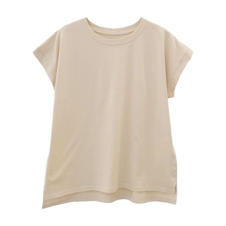【アクアガレージ/aquagarage】のフレンチスリーブカットソー インテリア・キッズ・メンズ・レディースファッション・服の通販 founy(ファニー) 　ファッション　Fashion　レディースファッション　Fashion for Women　トップス・カットソー　Cut & Sew Tops　シャツ・ブラウス・オフィスカジュアル　Elegant Blouses & Button-Ups　ロングTシャツ・Tシャツ　Longline T-Shirts & Tees　カットソー・ベーシックTシャツ　Cut-and-Sewn Tops / Stretch Tees & Basics　送料無料　Free Shipping　カットソー　Cut and Sewn Top　シンプル　Simple, Minimal　プチプライス・低価格　Affordable / Budget Price　ベージュ|ID: prp329100004430475 ipo3291000000031620580