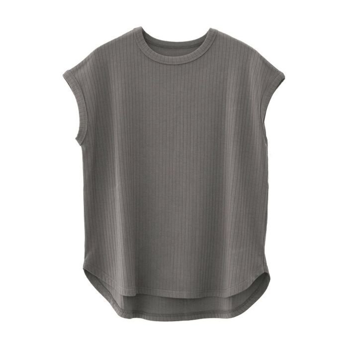【アクアガレージ/aquagarage】のフレンチスリーブリブトップス インテリア・キッズ・メンズ・レディースファッション・服の通販 founy(ファニー) 　ファッション　Fashion　レディースファッション　Fashion for Women　トップス・カットソー　Cut & Sew Tops　シャツ・ブラウス・オフィスカジュアル　Elegant Blouses & Button-Ups　ロングTシャツ・Tシャツ　Longline T-Shirts & Tees　カットソー・ベーシックTシャツ　Cut-and-Sewn Tops / Stretch Tees & Basics　送料無料　Free Shipping　カットソー　Cut and Sewn Top　サロペ　Salopette, Salopette Dress　スリーブ　Sleeve, Long Sleeve / Short Sleeve　フレンチ　French, French Style　プチプライス・低価格　Affordable / Budget Price　夏　Summer　春　Spring　秋　Autumn　チャコール|ID: prp329100004431794 ipo3291000000030954513