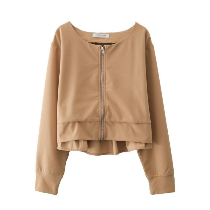【アクアガレージ/aquagarage】の梨地バックフリルライトアウター 春 秋 人気、トレンドファッション・服の通販 founy(ファニー) 　ファッション　Fashion　レディースファッション　Fashion for Women　アウター　Coat / Outerwear Collection　レディースジャケット・軽アウター　Jackets　ショート　Short, Short Length　ジャケット　Jacket, Outerwear　ストレッチ　Stretch, Stretchy Fabric　トレンド　Trend, Trending Now　フリル　Frill, Ruffle　プチプライス・低価格　Affordable / Budget Price　春　Spring　秋　Autumn　 other-1|ID: prp329100004433584 ipo3291000000030969190