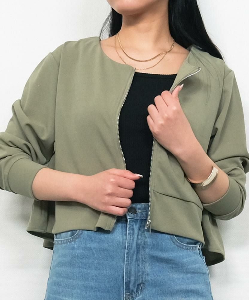 【アクアガレージ/aquagarage】の梨地バックフリルライトアウター 春 秋 人気、トレンドファッション・服の通販 founy(ファニー) 　ファッション　Fashion　レディースファッション　Fashion for Women　アウター　Coat / Outerwear Collection　レディースジャケット・軽アウター　Jackets　ショート　Short, Short Length　ジャケット　Jacket, Outerwear　ストレッチ　Stretch, Stretchy Fabric　トレンド　Trend, Trending Now　フリル　Frill, Ruffle　プチプライス・低価格　Affordable / Budget Price　春　Spring　秋　Autumn　 other-1|ID: prp329100004433584 ipo3291000000036073844