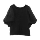 【アクアガレージ/aquagarage】のオーガンジー袖バルーントップス ブラック|ID: prp329100004435959 ipo3291000000030984822