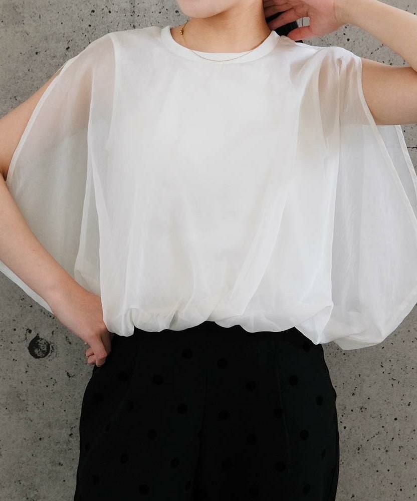 【アクアガレージ/aquagarage】のオーガンジーバルーンノースリーブ|シアー感が上品なレイヤードトップス【公式通販】 人気、トレンドファッション・服の通販 founy(ファニー) 　ファッション　Fashion　レディースファッション　Fashion for Women　トップス・カットソー　Cut & Sew Tops　キャミソール&ノースリーブ　Camisoles & Sleeveless Tops　シャツ・ブラウス・オフィスカジュアル　Elegant Blouses & Button-Ups　アクセサリー　Fashion Accessories　インナー　Innerwear　オーガンジー　Organza Fabric　春　Spring　秋　Autumn　カットソー　Cut and Sewn Top　カーディガン　Cardigan, Knitwear　シアー　Sheer, See-Through　シンプル　Simple, Minimal　ジャケット　Jacket, Outerwear　スラックス　Slacks, Dress Pants　タイトスカート　Pencil Skirt, Tight Skirt　デニム　Denim, Jeans Material　なめらか　Smooth, Silky Texture　ノースリーブ　Sleeveless, No-Sleeve　バルーン　Balloon, Balloon Silhouette　ヘアアクセ　Hair Accessory, Hair Clip　ポケット　Pocket, Pocket Detail　ワイド　Wide, Wide Fit　S/S・春夏　SS, Spring/Summer, Warm Season　送料無料　Free Shipping　プチプライス・低価格　Affordable / Budget Price　夏　Summer　エレガント 上品　Elegant　 other-1|ID: prp329100004440329 ipo3291000000036073852