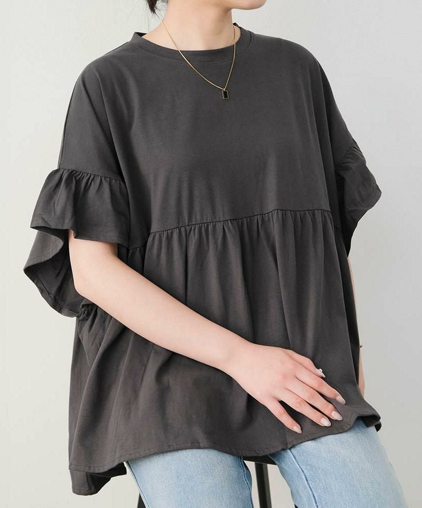 【アクアガレージ/aquagarage】のフリルギャザーカットソー 人気、トレンドファッション・服の通販 founy(ファニー) 　ファッション　Fashion　レディースファッション　Fashion for Women　トップス・カットソー　Cut & Sew Tops　シャツ・ブラウス・オフィスカジュアル　Elegant Blouses & Button-Ups　ロングTシャツ・Tシャツ　Longline T-Shirts & Tees　カットソー・ベーシックTシャツ　Cut-and-Sewn Tops / Stretch Tees & Basics　送料無料　Free Shipping　カットソー　Cut and Sewn Top　バランス　Balance, Style Balance　フリル　Frill, Ruffle　プチプライス・低価格　Affordable / Budget Price　 other-1|ID: prp329100004479128 ipo3291000000036073924