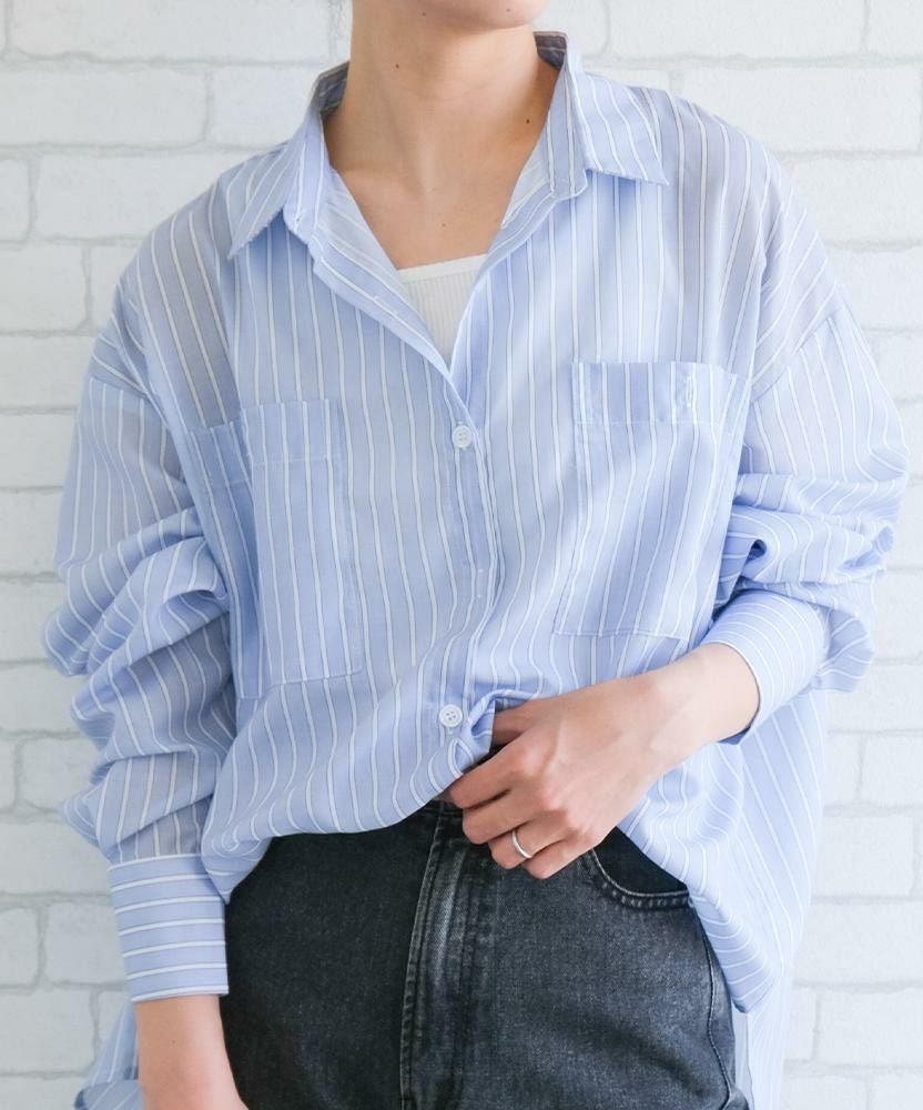 【アクアガレージ/aquagarage】のストライプシアーシャツ|軽やか映え×抜け感コーデに◎|春夏秋の着回し羽織り| 人気、トレンドファッション・服の通販 founy(ファニー) 　ファッション　Fashion　レディースファッション　Fashion for Women　トップス・カットソー　Cut & Sew Tops　シャツ・ブラウス・オフィスカジュアル　Elegant Blouses & Button-Ups　送料無料　Free Shipping　プチプライス・低価格　Affordable / Budget Price　夏　Summer　春　Spring　S/S・春夏　SS, Spring/Summer, Warm Season　秋　Autumn　 other-1|ID: prp329100004524435 ipo3291000000036073549