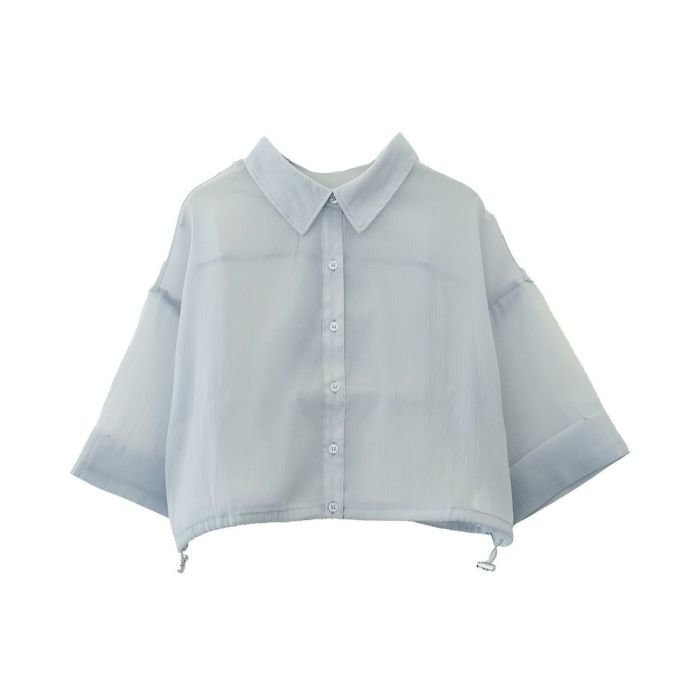 【アクアガレージ/aquagarage】の裾ドロストワイドスリーブシアーシャツ インテリア・キッズ・メンズ・レディースファッション・服の通販 founy(ファニー) 　ファッション　Fashion　レディースファッション　Ladies' Fashion Online　トップス・カットソー　Tops/Tshirt　シャツ/ブラウス　Shirts/Blouses　送料無料　Free Shipping　インナー　Inner　シアー　Sheer　ショート　Short　スリーブ　Sleeve　トレンド　Trend　ドローストリング　Drawstring　プチプライス・低価格　Affordable　ポケット　Pocket　ワイド　Wide　春　Spring　秋　Autumn/Fall　ブルー|ID: prp329100004541699 ipo3291000000032089254