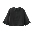 【アクアガレージ/aquagarage】の裾ドロストワイドスリーブシアーシャツ ブラック|ID: prp329100004541699 ipo3291000000032089255