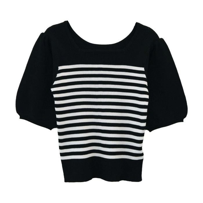 【アクアガレージ/aquagarage】の前後2wayパフスリーブニットトップス インテリア・キッズ・メンズ・レディースファッション・服の通販 founy(ファニー) 　ファッション　Fashion　レディースファッション　Ladies' Fashion Online　トップス・カットソー　Tops/Tshirt　ニット　Knit Tops　カーディガン　Cardigans　春　Spring　カーディガン　Cardigan　シンプル　Simple　スリーブ　Sleeve　バランス　Balance　フィット　Fit　ポケット　Pocket　S/S・春夏　Ss・Spring/Summer　送料無料　Free Shipping　プチプライス・低価格　Affordable　夏　Summer　ブラック×ホワイト|ID: prp329100004551924 ipo3291000000032171173