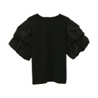 【アクアガレージ/aquagarage】のダブルフリル袖異素材カットソー ブラック|ID: prp329100004560840 ipo3291000000032247447
