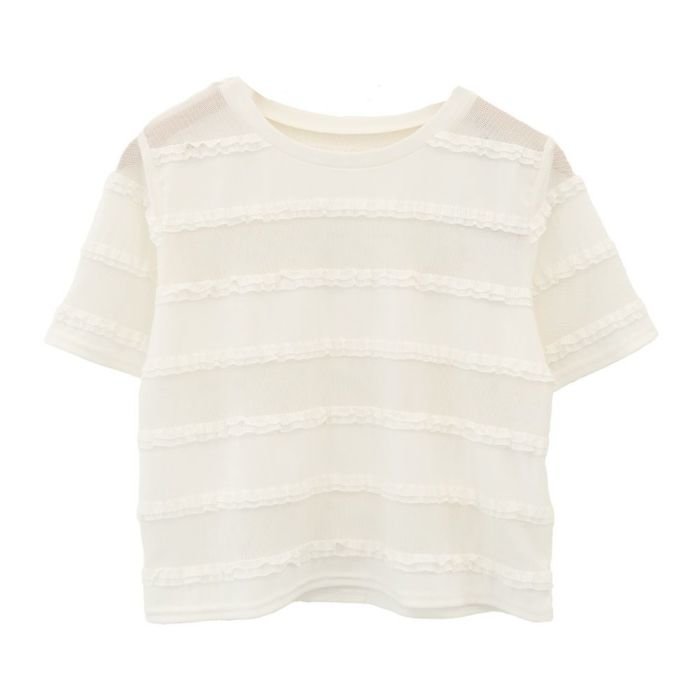 【アクアガレージ/aquagarage】のメッシュフリルトップス 人気、トレンドファッション・服の通販 founy(ファニー) 　ファッション　Fashion　レディースファッション　Ladies' Fashion Online　トップス・カットソー　Tops/Tshirt　シャツ/ブラウス　Shirts/Blouses　ロング / Tシャツ　T-Shirts　カットソー　Cut and Sewn　アクセサリー　Accessories　春　Spring　カットソー　Cut And Sew　フリル　Frills　ポケット　Pocket　メッシュ　Mesh　ラウンド　Round　送料無料　Free Shipping　プチプライス・低価格　Affordable　夏　Summer　エレガント 上品　Elegant　 other-1|ID: prp329100004586976 ipo3291000000032528251