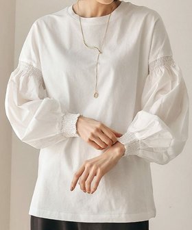 【アクアガレージ/aquagarage】の異素材MIXパフスリーブカットソー 春 人気、トレンドファッション・服の通販 founy(ファニー) ファッション Fashion レディースファッション Fashion for Women トップス・カットソー Cut & Sew Tops シャツ・ブラウス・オフィスカジュアル Elegant Blouses & Button-Ups ロングTシャツ・Tシャツ Longline T-Shirts & Tees カットソー・ベーシックTシャツ Cut-and-Sewn Tops / Stretch Tees & Basics 送料無料 Free Shipping カットソー Cut and Sewn Top プチプライス・低価格 Affordable / Budget Price 冬 Winter / This Winter 春 Spring 秋 Autumn |ID:prp329100004600959
