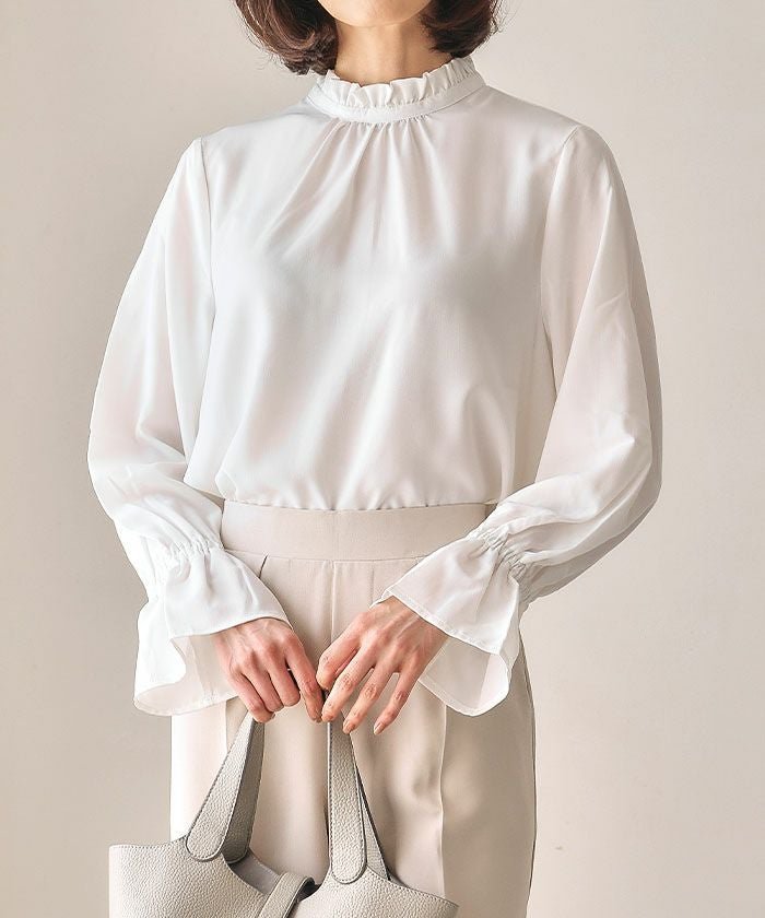 【アクアガレージ/aquagarage】のフリルスタンドカラーブラウス 春 人気、トレンドファッション・服の通販 founy(ファニー) ファッション Fashion レディースファッション Fashion for Women トップス・カットソー Cut & Sew Tops シャツ・ブラウス・オフィスカジュアル Elegant Blouses & Button-Ups 春 Spring 秋 Autumn シンプル Simple, Minimal ジョーゼット Georgette, Semi-Sheer Fabric スタンド Stand Collar, Upright Stand ドレープ Drape, Draping Fabric なめらか Smooth, Silky Texture フォーマル Formal, Dressy フリル Frill, Ruffle ポケット Pocket, Pocket Detail 冬 Winter / This Winter 送料無料 Free Shipping プチプライス・低価格 Affordable / Budget Price エレガント 上品 Elegant セレモニー Ceremony other-1|ID: prp329100004636191 ipo3291000000036047716