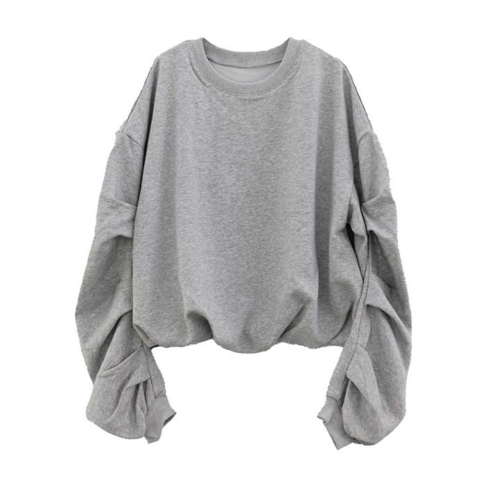 【アクアガレージ/aquagarage】の袖タックバルーントップス インテリア・キッズ・メンズ・レディースファッション・服の通販 founy(ファニー) ファッション Fashion レディースファッション Fashion for Women トップス・カットソー Cut & Sew Tops レディースパーカー・カジュアルフーディー Casual Hoodies & Sweatshirts スウェット・クルーネックトップス Sweatshirts & Crewnecks / Relaxed Fit Sweat Tops 秋 Autumn カットソー Cut and Sewn Top ショート Short, Short Length シンプル Simple, Minimal なめらか Smooth, Silky Texture バルーン Balloon, Balloon Silhouette ポケット Pocket, Pocket Detail リラックス Relax, Relaxed Fit 冬 Winter / This Winter 送料無料 Free Shipping プチプライス・低価格 Affordable / Budget Price グレー|ID: prp329100004651135 ipo3291000000033605583