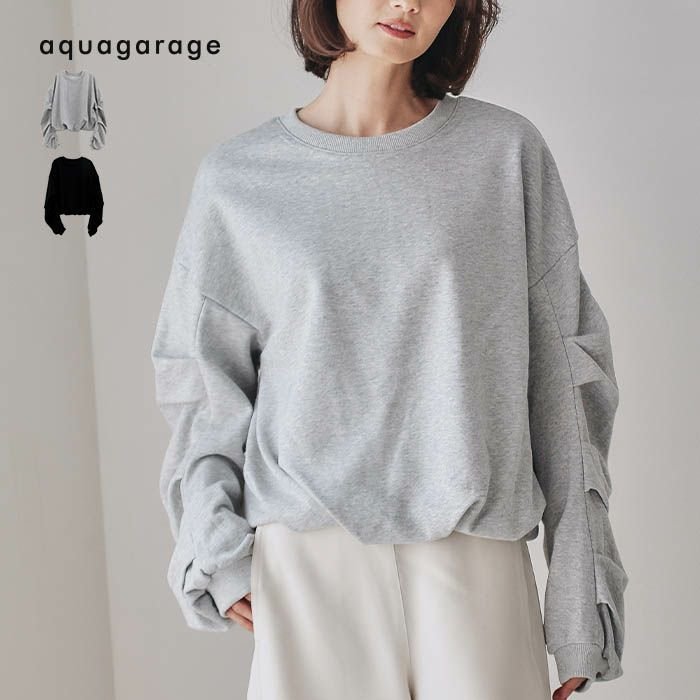 【アクアガレージ/aquagarage】の袖タックバルーントップス 人気、トレンドファッション・服の通販 founy(ファニー) ファッション Fashion レディースファッション Fashion for Women トップス・カットソー Cut & Sew Tops レディースパーカー・カジュアルフーディー Casual Hoodies & Sweatshirts スウェット・クルーネックトップス Sweatshirts & Crewnecks / Relaxed Fit Sweat Tops 秋 Autumn カットソー Cut and Sewn Top ショート Short, Short Length シンプル Simple, Minimal なめらか Smooth, Silky Texture バルーン Balloon, Balloon Silhouette ポケット Pocket, Pocket Detail リラックス Relax, Relaxed Fit 冬 Winter / This Winter 送料無料 Free Shipping プチプライス・低価格 Affordable / Budget Price other-1|ID: prp329100004651135 ipo3291000000034093444