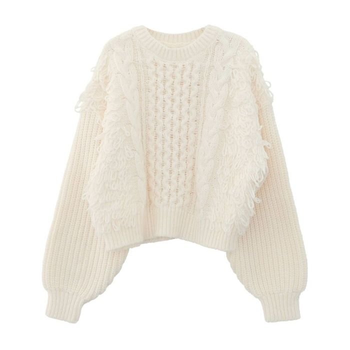 【アクアガレージ/aquagarage】の【最終値下げ価格】ループフリンジケーブル編みニットトップス インテリア・キッズ・メンズ・レディースファッション・服の通販 founy(ファニー) 　ファッション　Fashion　レディースファッション　Fashion for Women　トップス・カットソー　Cut & Sew Tops　ニット　Knit Tops & Sweaters　秋　Autumn　ショルダー　Shoulder, Shoulder Strap　シンプル　Simple, Minimal　セーター　Sweater, Knitwear　デニム　Denim, Jeans Material　ドロップ　Drop Shoulder, Dropped Style　ボトム　Bottoms, Lower Wear　ポケット　Pocket, Pocket Detail　リラックス　Relax, Relaxed Fit　冬　Winter / This Winter　プチプライス・低価格　Affordable / Budget Price　エレガント 上品　Elegant　オフホワイト|ID: prp329100004690082 ipo3291000000033870835