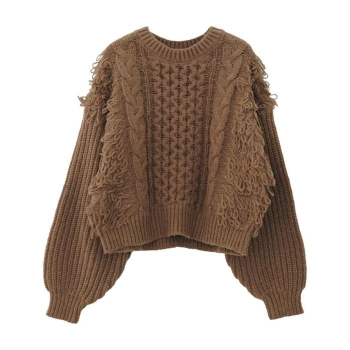 【アクアガレージ/aquagarage】の【最終値下げ価格】ループフリンジケーブル編みニットトップス インテリア・キッズ・メンズ・レディースファッション・服の通販 founy(ファニー) 　ファッション　Fashion　レディースファッション　Fashion for Women　トップス・カットソー　Cut & Sew Tops　ニット　Knit Tops & Sweaters　秋　Autumn　ショルダー　Shoulder, Shoulder Strap　シンプル　Simple, Minimal　セーター　Sweater, Knitwear　デニム　Denim, Jeans Material　ドロップ　Drop Shoulder, Dropped Style　ボトム　Bottoms, Lower Wear　ポケット　Pocket, Pocket Detail　リラックス　Relax, Relaxed Fit　冬　Winter / This Winter　プチプライス・低価格　Affordable / Budget Price　エレガント 上品　Elegant　モカ|ID: prp329100004690082 ipo3291000000033870838