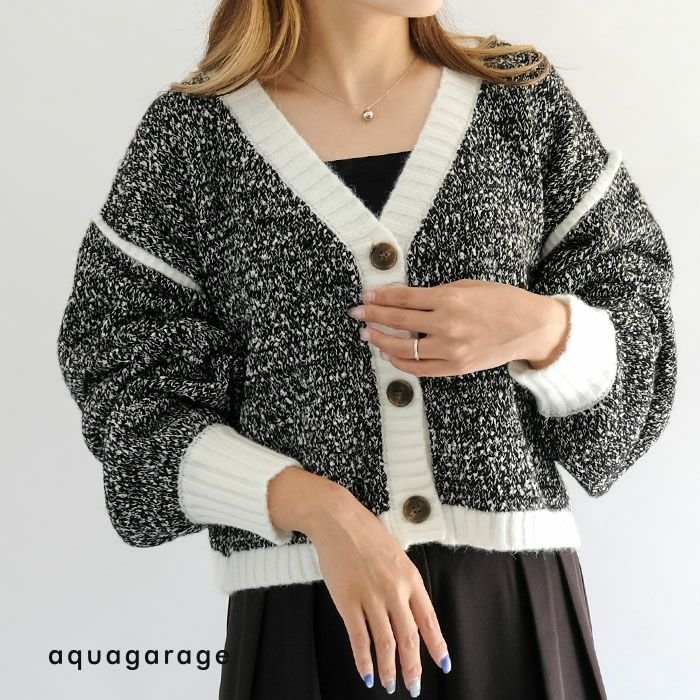 【アクアガレージ/aquagarage】の配色MIXニットカーディガン 人気、トレンドファッション・服の通販 founy(ファニー) 　ファッション　Fashion　レディースファッション　Fashion for Women　トップス・カットソー　Cut & Sew Tops　ニット　Knit Tops & Sweaters　カーディガン・羽織り　Layered Style Cardigans　送料無料　Free Shipping　カーディガン　Cardigan, Knitwear　プチプライス・低価格　Affordable / Budget Price　冬　Winter / This Winter　秋　Autumn　 other-1|ID: prp329100004708507 ipo3291000000034093395