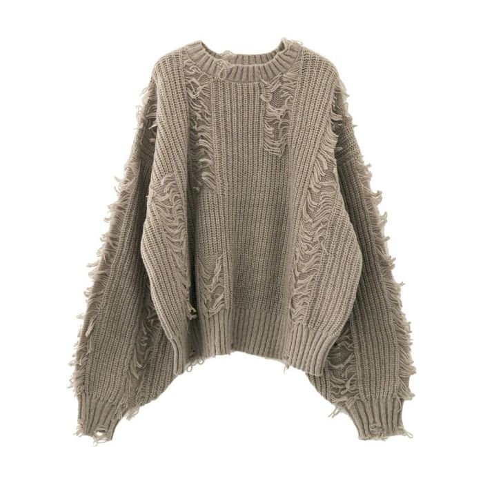 【アクアガレージ/aquagarage】の【最終値下げ価格】ダメージフリンジニットトップス インテリア・キッズ・メンズ・レディースファッション・服の通販 founy(ファニー) ファッション Fashion レディースファッション Fashion for Women トップス・カットソー Cut & Sew Tops ニット Knit Tops & Sweaters 秋 Autumn シンプル Simple, Minimal セーター Sweater, Knitwear ダメージ Distressed, Destroyed バランス Balance, Style Balance フリンジ Fringe, Tassel ベーシック Basic, Essential ポケット Pocket, Pocket Detail ラウンド Round, Round Neck リラックス Relax, Relaxed Fit ロング Long, Long-Length 冬 Winter / This Winter プチプライス・低価格 Affordable / Budget Price ベージュ|ID: prp329100004717136 ipo3291000000034082137