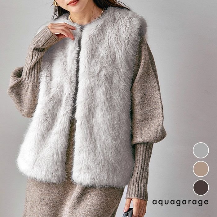 【アクアガレージ/aquagarage】のファージレ 春 人気、トレンドファッション・服の通販 founy(ファニー) 　ファッション　Fashion　レディースファッション　Fashion for Women　アウター　Coat / Outerwear Collection　トップス・カットソー　Cut & Sew Tops　ベスト&ジレ / 重ね着スタイル　Vests & Gilets　インナー　Innerwear　春　Spring　秋　Autumn　タートルネック　Turtleneck, High Neck　なめらか　Smooth, Silky Texture　フェイクファー　Faux Fur, Imitation Fur　フロント　Front, Front Design　ベスト　Vest, Waistcoat　ポケット　Pocket, Pocket Detail　マフラー　Scarf, Muffler　ミドル　Middle Length, Mid Height　冬　Winter / This Winter　送料無料　Free Shipping　プチプライス・低価格　Affordable / Budget Price　 other-1|ID: prp329100004730060 ipo3291000000034169719