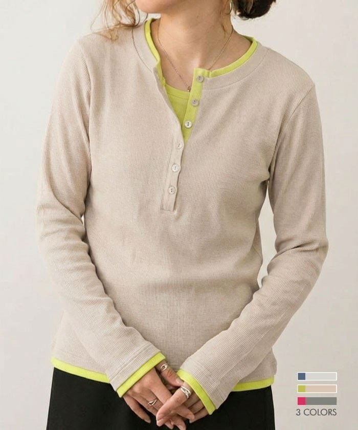 【アクアガレージ/aquagarage】のバイカラーヘンリーネックトップス 人気、トレンドファッション・服の通販 founy(ファニー) 　ファッション　Fashion　レディースファッション　Fashion for Women　トップス・カットソー　Cut & Sew Tops　シャツ・ブラウス・オフィスカジュアル　Elegant Blouses & Button-Ups　ロングTシャツ・Tシャツ　Longline T-Shirts & Tees　カットソー・ベーシックTシャツ　Cut-and-Sewn Tops / Stretch Tees & Basics　春　Spring　秋　Autumn　カットソー　Cut and Sewn Top　シンプル　Simple, Minimal　バランス　Balance, Style Balance　フロント　Front, Front Design　ポケット　Pocket, Pocket Detail　リラックス　Relax, Relaxed Fit　送料無料　Free Shipping　プチプライス・低価格　Affordable / Budget Price　夏　Summer　 other-1|ID: prp329100004869012 ipo3291000000036283047