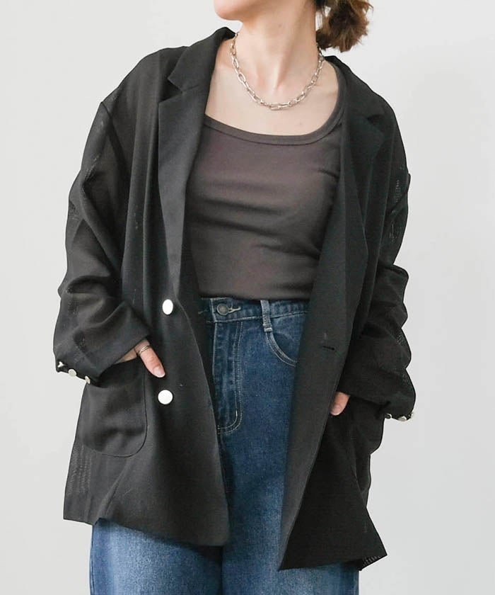 【アクアガレージ/aquagarage】のメッシュテーラードジャケット 人気、トレンドファッション・服の通販 founy(ファニー) ファッション Fashion レディースファッション Fashion for Women アウター Coat / Outerwear Collection レディースジャケット・軽アウター Jackets テーラードジャケット / 通勤・きれいめスタイル Tailored Jackets & Blazers 春 Spring 軽量 Lightweight, Ultra Light シンプル Simple, Minimal ジャケット Jacket, Outerwear フロント Front, Front Design ポケット Pocket, Pocket Detail メッシュ Mesh, Net Fabric リラックス Relax, Relaxed Fit 送料無料 Free Shipping プチプライス・低価格 Affordable / Budget Price 夏 Summer ビジネス 仕事 通勤 Business / Work / Commuting other-1|ID: prp329100004871567 ipo3291000000036319021