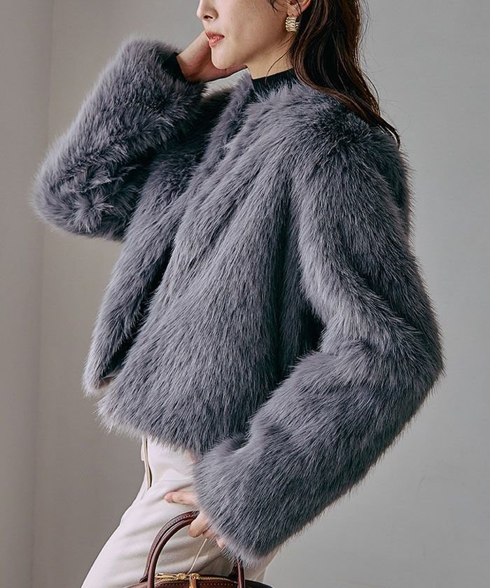 【アクアガレージ/aquagarage】のノーカラーファージャケット 人気、トレンドファッション・服の通販 founy(ファニー) 　ファッション　Fashion　レディースファッション　Fashion for Women　アウター　Coat / Outerwear Collection　コート・ロングコート・ピーコート　Long Coats, Peacoats & More　レディースジャケット・軽アウター　Jackets　アクセサリー　Fashion Accessories　秋　Autumn　ストール　Stole, Wrap　なめらか　Smooth, Silky Texture　ハイネック　High Neck, Mock Neck　フェイクファー　Faux Fur, Imitation Fur　ポケット　Pocket, Pocket Detail　リアル　Real, Realistic　冬　Winter / This Winter　送料無料　Free Shipping　プチプライス・低価格　Affordable / Budget Price　エレガント 上品　Elegant　 other-1|ID: prp329100004880779 ipo3291000000036428658