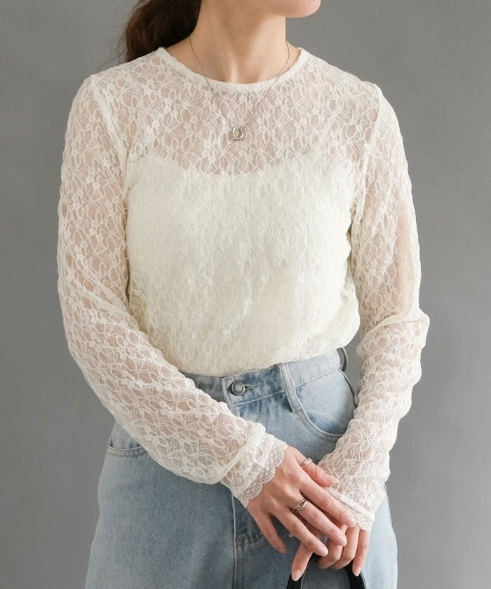 【アクアガレージ/aquagarage】のレースシアートップス 人気、トレンドファッション・服の通販 founy(ファニー) 　ファッション　Fashion　レディースファッション　Fashion for Women　トップス・カットソー　Cut & Sew Tops　シャツ・ブラウス・オフィスカジュアル　Elegant Blouses & Button-Ups　ロングTシャツ・Tシャツ　Longline T-Shirts & Tees　カットソー・ベーシックTシャツ　Cut-and-Sewn Tops / Stretch Tees & Basics　インナー　Innerwear　春　Spring　秋　Autumn　カットソー　Cut and Sewn Top　カーディガン　Cardigan, Knitwear　シアー　Sheer, See-Through　シンプル　Simple, Minimal　ジャケット　Jacket, Outerwear　トレンド　Trend, Trending Now　フェミニン　Feminine, Girly　ポケット　Pocket, Pocket Detail　レース　Lace, Lace Fabric　ロング　Long, Long-Length　冬　Winter / This Winter　送料無料　Free Shipping　プチプライス・低価格　Affordable / Budget Price　夏　Summer　エレガント 上品　Elegant　 other-1|ID: prp329100004883757 ipo3291000000036456188