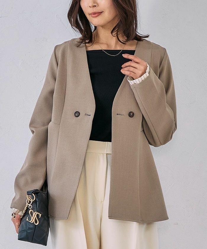 【アクアガレージ/aquagarage】のノーカラーウエストシェイプペプラムジャケット 春 秋 インテリア・キッズ・メンズ・レディースファッション・服の通販 founy(ファニー) https://founy.com/ ファッション Fashion レディースファッション Fashion for Women アウター Coat / Outerwear Collection レディースジャケット・軽アウター Jackets インナー Innerwear 春 Spring 秋 Autumn シェイプ Shape, Slim Fit シンプル Simple, Minimal ジャケット Jacket, Outerwear フォルム Silhouette, Form ペプラム Peplum, Flared Hem ポケット Pocket, Pocket Detail 送料無料 Free Shipping プチプライス・低価格 Affordable / Budget Price エレガント 上品 Elegant セレモニー Ceremony |ID: prp329100004919117 ipo3291000000036901773