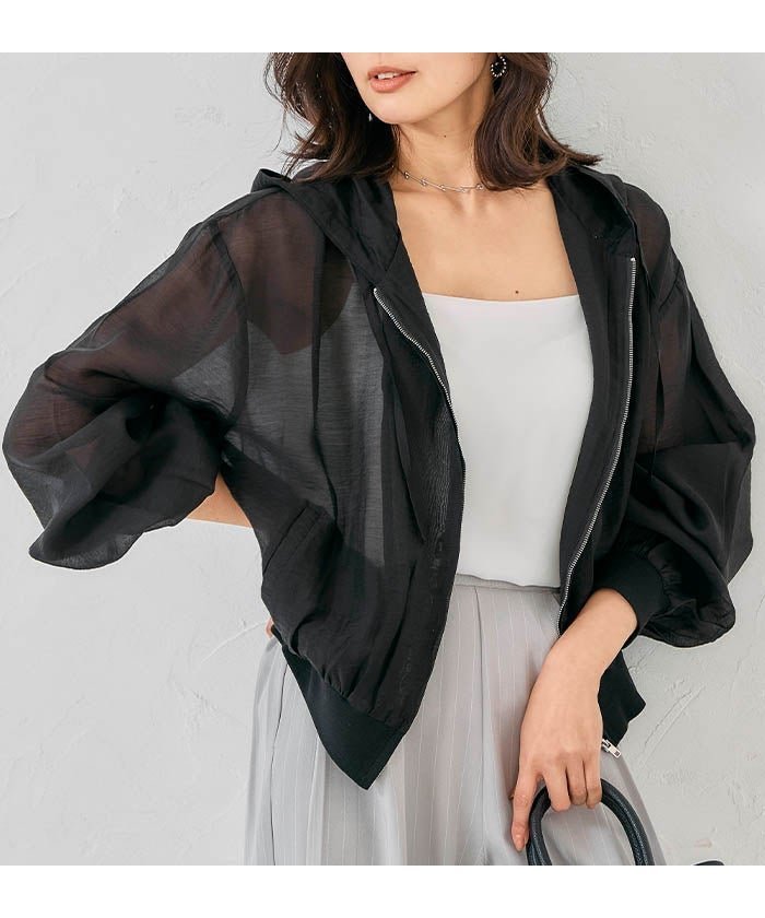 【アクアガレージ/aquagarage】のシアーパーカー 人気、トレンドファッション・服の通販 founy(ファニー) 　ファッション　Fashion　レディースファッション　Fashion for Women　トップス・カットソー　Cut & Sew Tops　レディースパーカー・カジュアルフーディー　Casual Hoodies & Sweatshirts　スウェット・クルーネックトップス　Sweatshirts & Crewnecks / Relaxed Fit Sweat Tops　インナー　Innerwear　春　Spring　コンパクト　Compact, Small Size　シアー　Sheer, See-Through　シンプル　Simple, Minimal　ジップ　Zip, Zipper　タンク　Tank Top, Sleeveless Top　ダウン　Down, Puffer　パーカー　Hoodie, Parka　フロント　Front, Front Design　ポケット　Pocket, Pocket Detail　リラックス　Relax, Relaxed Fit　送料無料　Free Shipping　プチプライス・低価格　Affordable / Budget Price　夏　Summer　 other-1|ID: prp329100004926279 ipo3291000000036964646