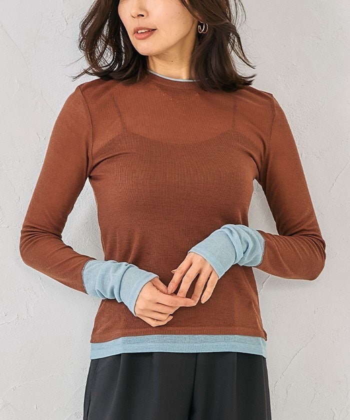 【アクアガレージ/aquagarage】の配色シアートップス 春 人気、トレンドファッション・服の通販 founy(ファニー) 　ファッション　Fashion　レディースファッション　Fashion for Women　トップス・カットソー　Cut & Sew Tops　シャツ・ブラウス・オフィスカジュアル　Elegant Blouses & Button-Ups　ロングTシャツ・Tシャツ　Longline T-Shirts & Tees　カットソー・ベーシックTシャツ　Cut-and-Sewn Tops / Stretch Tees & Basics　インナー　Innerwear　春　Spring　秋　Autumn　カットソー　Cut and Sewn Top　シアー　Sheer, See-Through　シンプル　Simple, Minimal　トレンド　Trend, Trending Now　バランス　Balance, Style Balance　ポケット　Pocket, Pocket Detail　リラックス　Relax, Relaxed Fit　冬　Winter / This Winter　送料無料　Free Shipping　プチプライス・低価格　Affordable / Budget Price　エレガント 上品　Elegant　 other-1|ID: prp329100004935905 ipo3291000000037040334