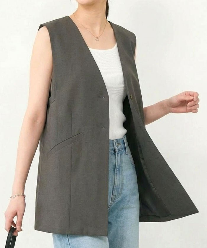 【アクアガレージ/aquagarage】のリネンライクノーカラージレ 人気、トレンドファッション・服の通販 founy(ファニー) 　ファッション　Fashion　レディースファッション　Fashion for Women　アウター　Coat / Outerwear Collection　レディースジャケット・軽アウター　Jackets　インナー　Innerwear　春　Spring　秋　Autumn　軽量　Lightweight, Ultra Light　シンプル　Simple, Minimal　ジャケット　Jacket, Outerwear　バランス　Balance, Style Balance　フロント　Front, Front Design　ポケット　Pocket, Pocket Detail　リネン　Linen, Linen Fabric　送料無料　Free Shipping　プチプライス・低価格　Affordable / Budget Price　夏　Summer　 other-1|ID: prp329100004942402 ipo3291000000037094741