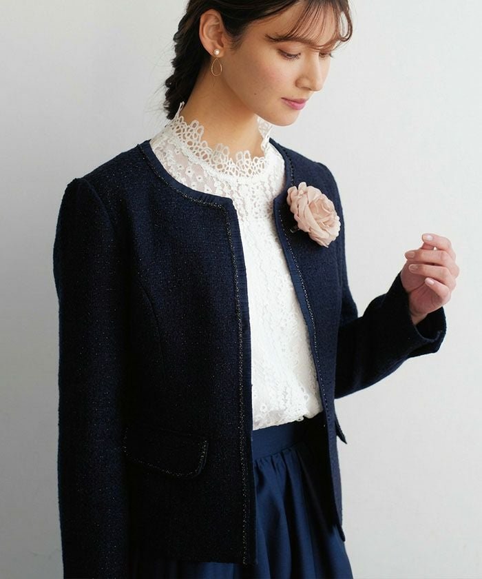 【アクアガレージ/aquagarage】のノーカラージャケット 大人の最旬トレンドファッション＆コーディネート founy(ファウニー) 　ファッション　Fashion　レディースファッション　Fashion for Women　アウター　Coat / Outerwear Collection　レディースジャケット・軽アウター　Jackets　ノーカラージャケット / シンプル上品コーデ　Collarless Jackets　送料無料　Free Shipping　エレガント 上品　Elegant　ジャケット　Jacket, Outerwear　ツイード　Twill, Twill Weave　プチプライス・低価格　Affordable / Budget Price　 other-1|ID: prp329100004965303 ipo3291000000037254265