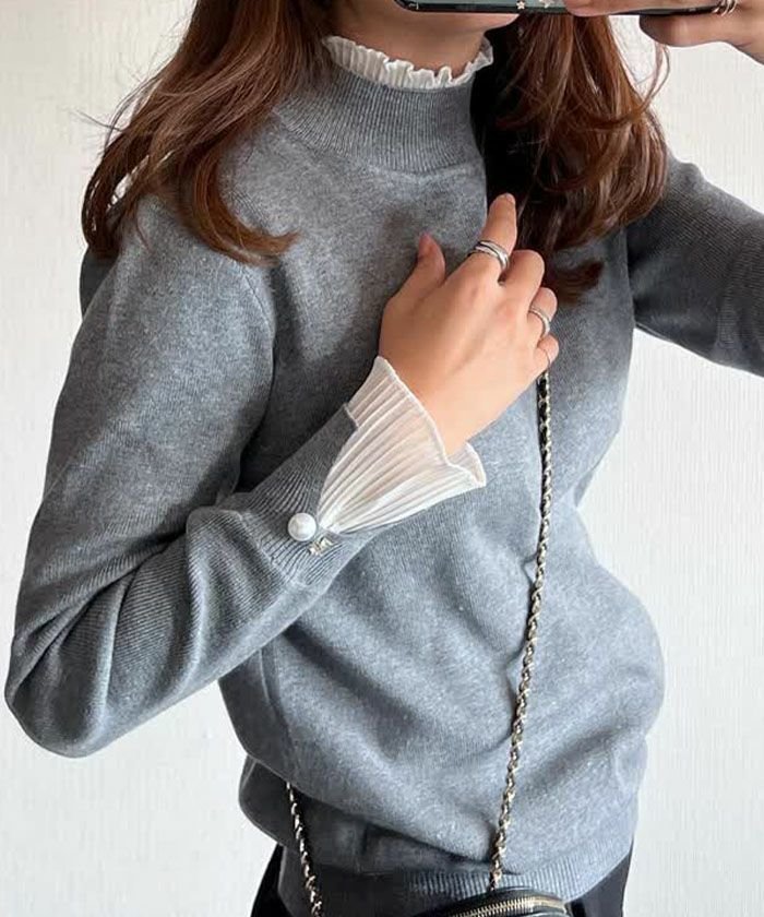 【アクアガレージ/aquagarage】の袖・襟シフォンプリーツニットトップス インテリア・キッズ・メンズ・レディースファッション・服の通販 founy(ファウニー) https://founy.com/ ファッション Fashion レディースファッション Fashion for Women トップス・カットソー Cut & Sew Tops ニット Knit Tops & Sweaters 送料無料 Free Shipping おすすめ Recommended / Our Picks クラシカル Classical, Vintage-Inspired シフォン Chiffon, Lightweight Fabric セーター Sweater, Knitwear タートルネック Turtleneck, High Neck フェミニン Feminine, Girly フリル Frill, Ruffle プチプライス・低価格 Affordable / Budget Price プリーツ Pleats, Pleated エレガント 上品 Elegant |ID: prp329100004965399 ipo3291000000037254361