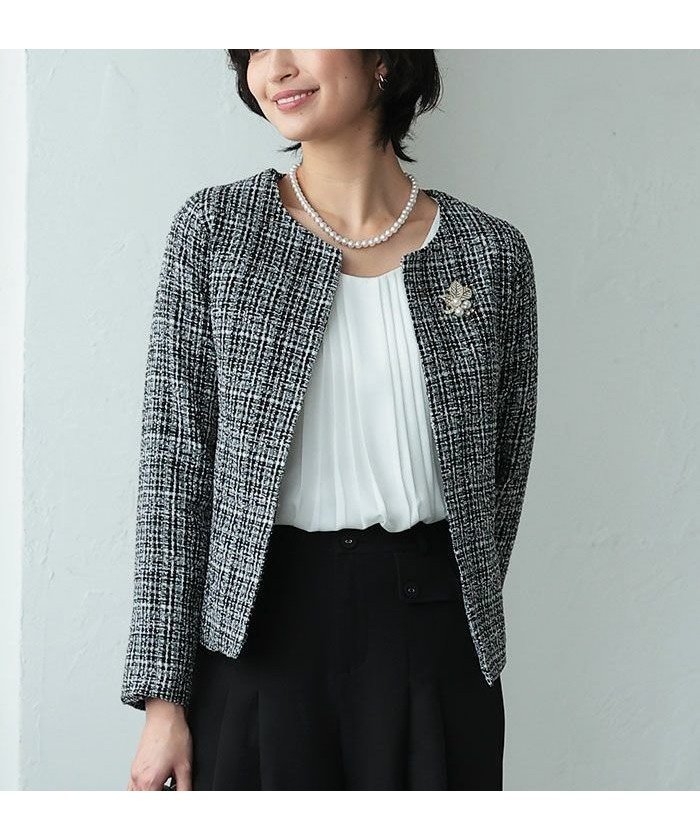 【アクアガレージ/aquagarage】のノーカラーツイードジャケット 大人の最旬トレンドファッション＆コーディネート founy(ファウニー) 　ファッション　Fashion　レディースファッション　Fashion for Women　アウター　Coat / Outerwear Collection　レディースジャケット・軽アウター　Jackets　送料無料　Free Shipping　ジャケット　Jacket, Outerwear　セレモニー　Ceremony　ツイード　Twill, Twill Weave　プチプライス・低価格　Affordable / Budget Price　定番　Standard, Basic Item　 other-1|ID: prp329100004965842 ipo3291000000037254926