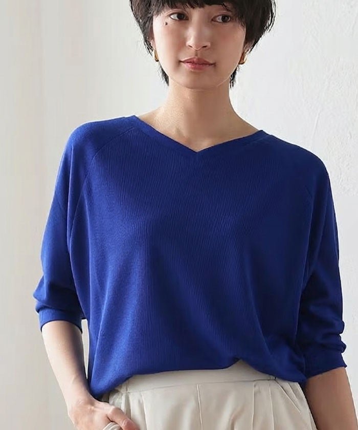 【アクアガレージ/aquagarage】の7分丈ドルマンスリーブサマーニット 大人の最旬トレンドファッション＆コーディネート founy(ファウニー) 　ファッション　Fashion　レディースファッション　Fashion for Women　トップス・カットソー　Cut & Sew Tops　ニット　Knit Tops & Sweaters　送料無料　Free Shipping　サマー　Summer, Summer Style　セーター　Sweater, Knitwear　デコルテ　Décolleté, Neckline　プチプライス・低価格　Affordable / Budget Price　ベーシック　Basic, Essential　リラックス　Relax, Relaxed Fit　 other-1|ID: prp329100004965883 ipo3291000000037255002