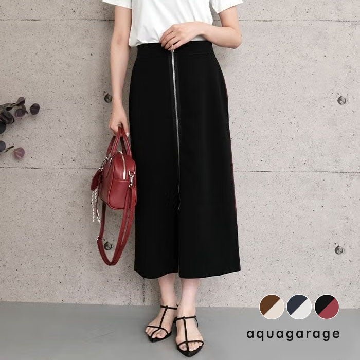 【アクアガレージ/aquagarage】のフロントジップナロースカート 大人の最旬トレンドファッション＆コーディネート founy(ファウニー) 　ファッション　Fashion　レディースファッション　Fashion for Women　スカート　Skirts　シンプル　Simple, Minimal　スタイリッシュ　Stylish, Fashionable　ストレート　Straight, Straight Cut　スマート　Smart, Elegant　バランス　Balance, Style Balance　フィット　Fit, Slim Fit　フロント　Front, Front Design　ボンディング　Bonding, Bonded Fabric　ポケット　Pocket, Pocket Detail　マキシ　Maxi, Full Length　ロング　Long, Long-Length　送料無料　Free Shipping　プチプライス・低価格　Affordable / Budget Price　 other-1|ID: prp329100004966175 ipo3291000000037255676