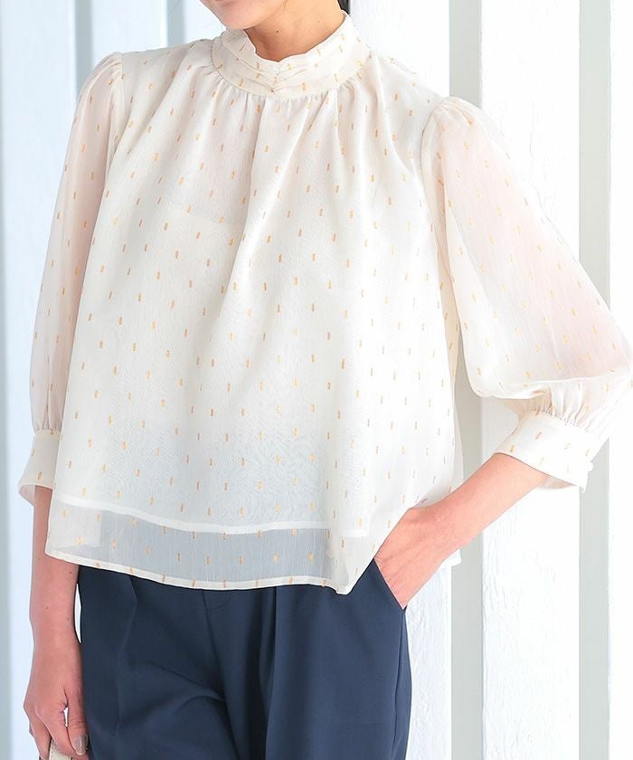 【アクアガレージ/aquagarage】のラメジャガードブラウス 大人の最旬トレンドファッション＆コーディネート founy(ファウニー) 　ファッション　Fashion　レディースファッション　Fashion for Women　トップス・カットソー　Cut & Sew Tops　シャツ・ブラウス・オフィスカジュアル　Elegant Blouses & Button-Ups　送料無料　Free Shipping　パール　Pearl, Pearl Accent　プチプライス・低価格　Affordable / Budget Price　エレガント 上品　Elegant　夏　Summer　春　Spring　秋　Autumn　 other-1|ID: prp329100004966296 ipo3291000000037255974