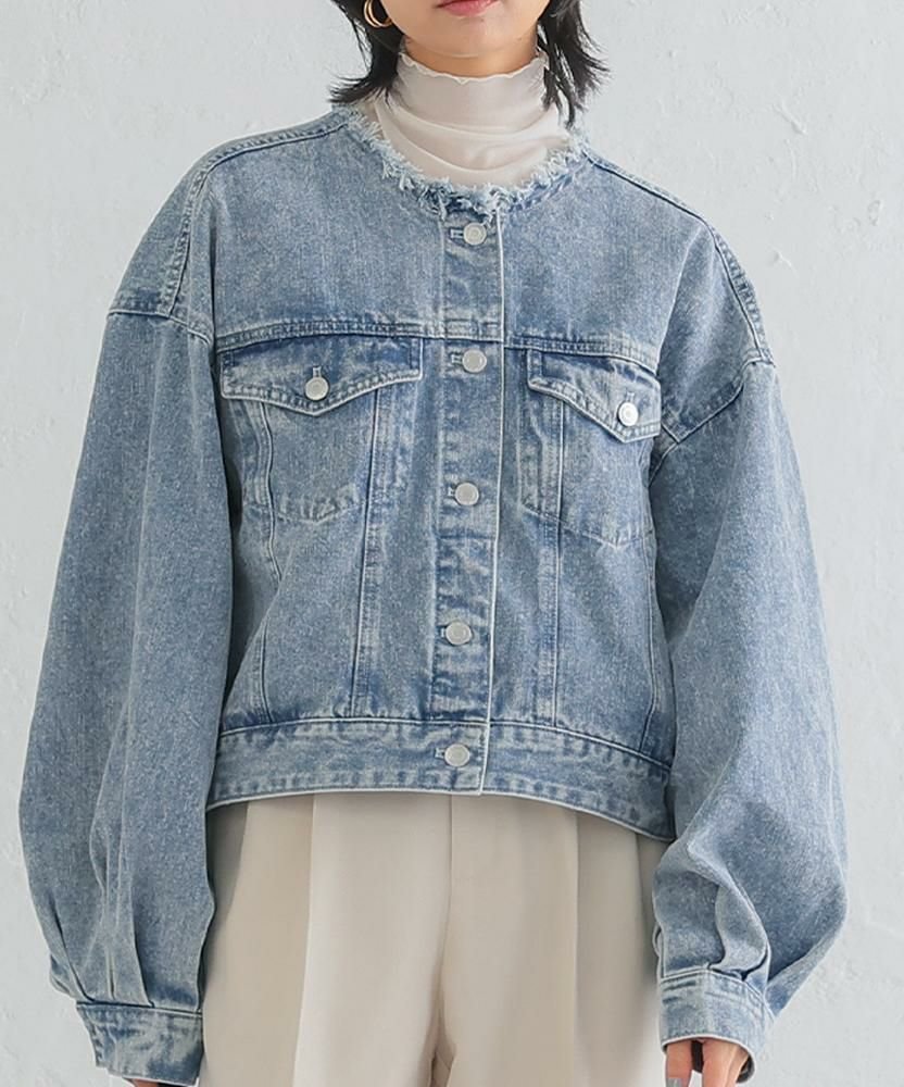 【アクアガレージ/aquagarage】のノーカラー袖ボリュームデニムジャケット 春 大人の最旬トレンドファッション＆コーディネート founy(ファウニー) 　ファッション　Fashion　レディースファッション　Fashion for Women　アウター　Coat / Outerwear Collection　レディースジャケット・軽アウター　Jackets　デニムジャケット / カジュアルアウター　Denim Jackets　送料無料　Free Shipping　ショルダー　Shoulder, Shoulder Strap　ジャケット　Jacket, Outerwear　ドロップ　Drop Shoulder, Dropped Style　プチプライス・低価格　Affordable / Budget Price　ワイド　Wide, Wide Fit　冬　Winter / This Winter　春　Spring　秋　Autumn　 other-1|ID: prp329100004966405 ipo3291000000037256246
