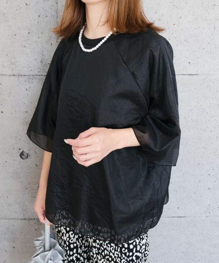 【アクアガレージ/aquagarage】のオーガンジードッキングシアートップス 大人の最旬トレンドファッション＆コーディネート founy(ファウニー) 　ファッション　Fashion　レディースファッション　Fashion for Women　トップス・カットソー　Cut & Sew Tops　シャツ・ブラウス・オフィスカジュアル　Elegant Blouses & Button-Ups　ロングTシャツ・Tシャツ　Longline T-Shirts & Tees　カットソー・ベーシックTシャツ　Cut-and-Sewn Tops / Stretch Tees & Basics　送料無料　Free Shipping　インナー　Innerwear　カットソー　Cut and Sewn Top　シアー　Sheer, See-Through　プチプライス・低価格　Affordable / Budget Price　 other-1|ID: prp329100004966519 ipo3291000000037256551