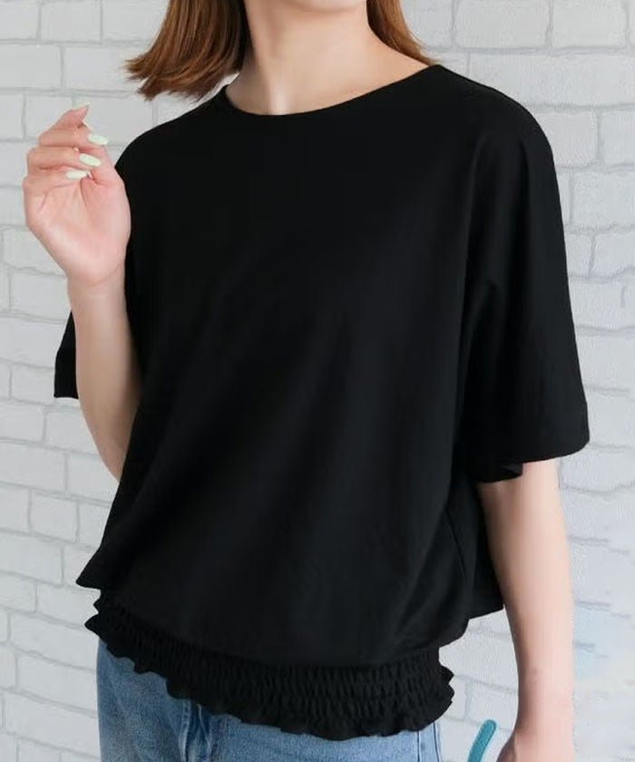 【アクアガレージ/aquagarage】の接触冷感ウエストシャーリングトップス|細見え×快適|春夏秋の体型カバーに最適| 大人の最旬トレンドファッション＆コーディネート founy(ファウニー) 　ファッション　Fashion　レディースファッション　Fashion for Women　トップス・カットソー　Cut & Sew Tops　シャツ・ブラウス・オフィスカジュアル　Elegant Blouses & Button-Ups　春　Spring　秋　Autumn　ギャザー　Gathered, Ruffled　シャーリング　Shirring, Ruched　シンプル　Simple, Minimal　デニム　Denim, Jeans Material　フィット　Fit, Slim Fit　ワイド　Wide, Wide Fit　S/S・春夏　SS, Spring/Summer, Warm Season　送料無料　Free Shipping　プチプライス・低価格　Affordable / Budget Price　夏　Summer　 other-1|ID: prp329100004966689 ipo3291000000037256983