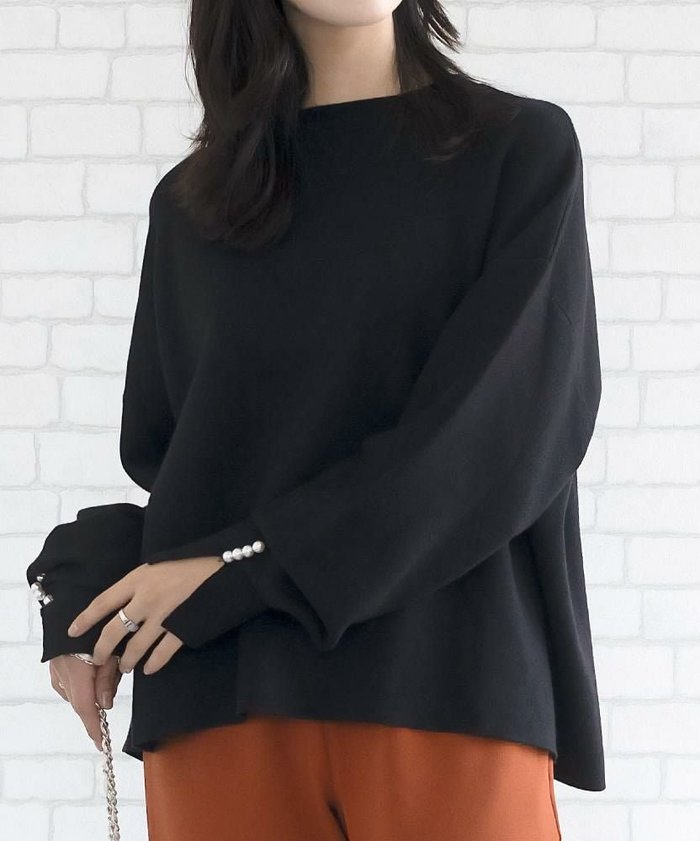 【アクアガレージ/aquagarage】の袖パールデザインニット インテリア・キッズ・メンズ・レディースファッション・服の通販 founy(ファウニー) https://founy.com/ ファッション Fashion レディースファッション Fashion for Women トップス・カットソー Cut & Sew Tops ニット Knit Tops & Sweaters 送料無料 Free Shipping セーター Sweater, Knitwear デニム Denim, Jeans Material パール Pearl, Pearl Accent プチプライス・低価格 Affordable / Budget Price エレガント 上品 Elegant |ID: prp329100004966884 ipo3291000000037257445