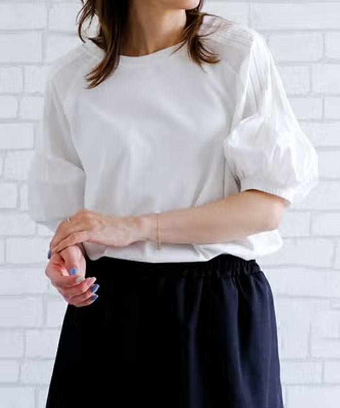 【アクアガレージ/aquagarage】のプリーツスリーブカットソー 大人の最旬トレンドファッション＆コーディネート founy(ファウニー) 　ファッション　Fashion　レディースファッション　Fashion for Women　トップス・カットソー　Cut & Sew Tops　シャツ・ブラウス・オフィスカジュアル　Elegant Blouses & Button-Ups　ロングTシャツ・Tシャツ　Longline T-Shirts & Tees　カットソー・ベーシックTシャツ　Cut-and-Sewn Tops / Stretch Tees & Basics　送料無料　Free Shipping　カットソー　Cut and Sewn Top　プチプライス・低価格　Affordable / Budget Price　 other-1|ID: prp329100004967110 ipo3291000000037257971