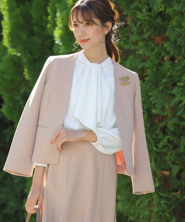 【フロリア/Flolia】の洗えるノーカラーシンプルジャケット インテリア・キッズ・メンズ・レディースファッション・服の通販 founy(ファニー) 　ファッション　Fashion　レディースファッション　Fashion for Women　アウター　Coat / Outerwear Collection　レディースジャケット・軽アウター　Jackets　新作・新入荷　New Arrivals / New In　カフス　Cuff Design　コンパクト　Compact, Small Size　シンプル　Simple, Minimal　ジャケット　Jacket, Outerwear　ストレッチ　Stretch, Stretchy Fabric　セットアップ　Set-Up, Coordinated Outfit　セレモニー　Ceremony　プチプライス・低価格　Affordable / Budget Price　ポケット　Pocket, Pocket Detail　エレガント 上品　Elegant　洗える　Machine Washable　ピンクベージュ|ID: prp329100003801020 ipo3291000000024995943